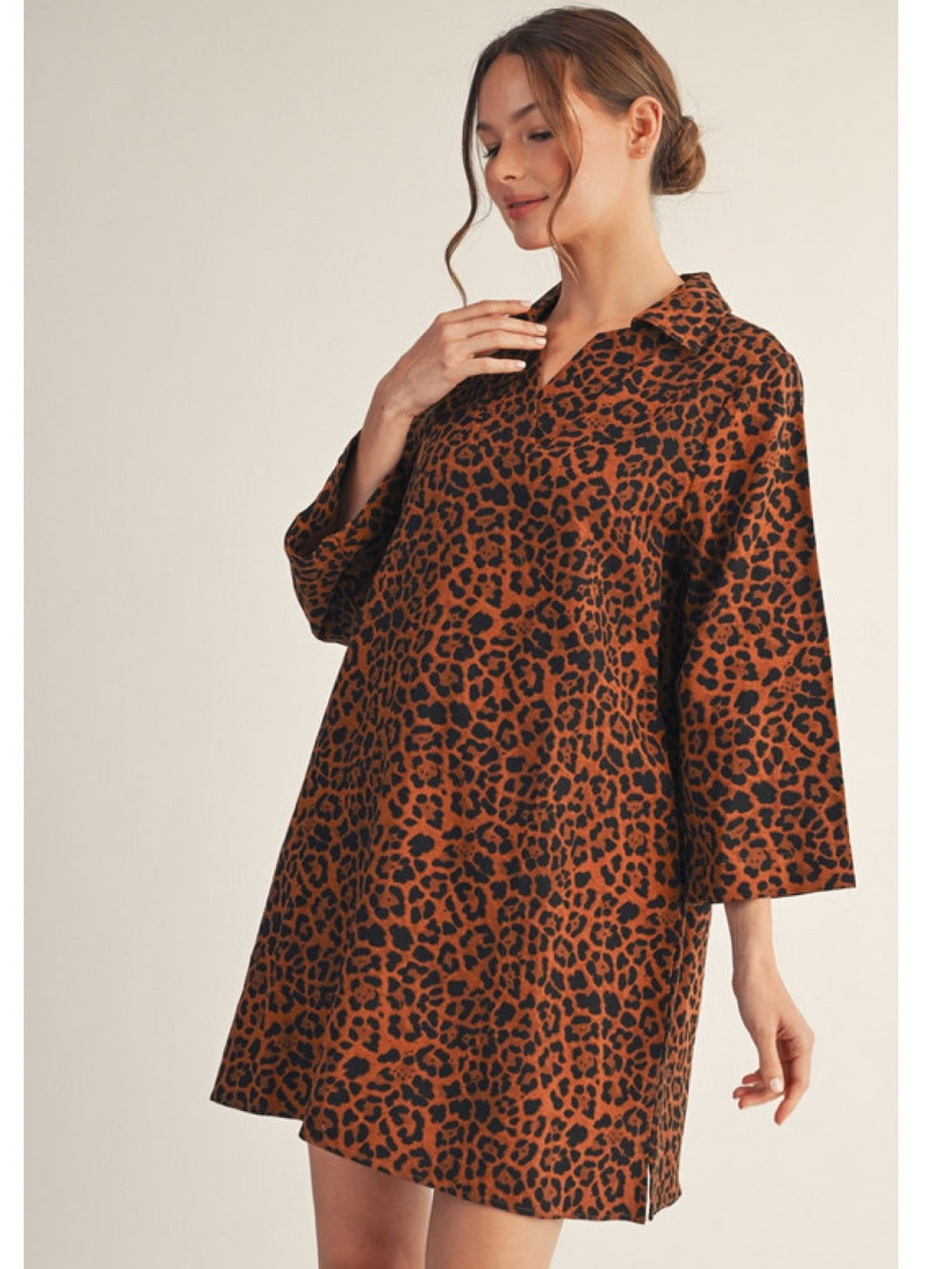 #18 CLOSEOUT Firm 🌸JODIFL Leopard Print Shift Dress in Brown and Black